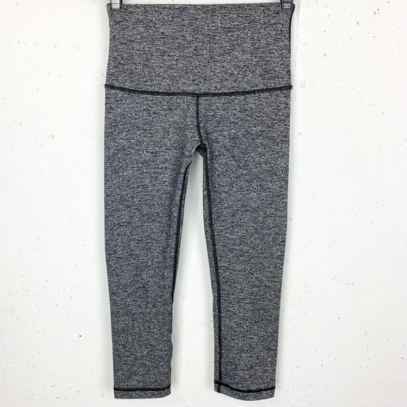 Lululemon Womens Wunder Under Crop Hi Rise 21" Heathered Black Full On Luon 6 - Picture 5 of 9